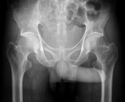 Radiograph from the case bank: Hip (proximal femoral) fracture